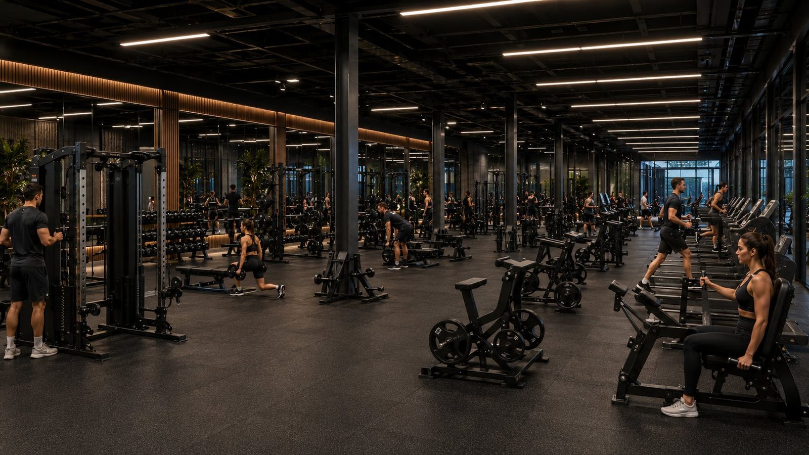 Open strength-and-conditioning gym floor