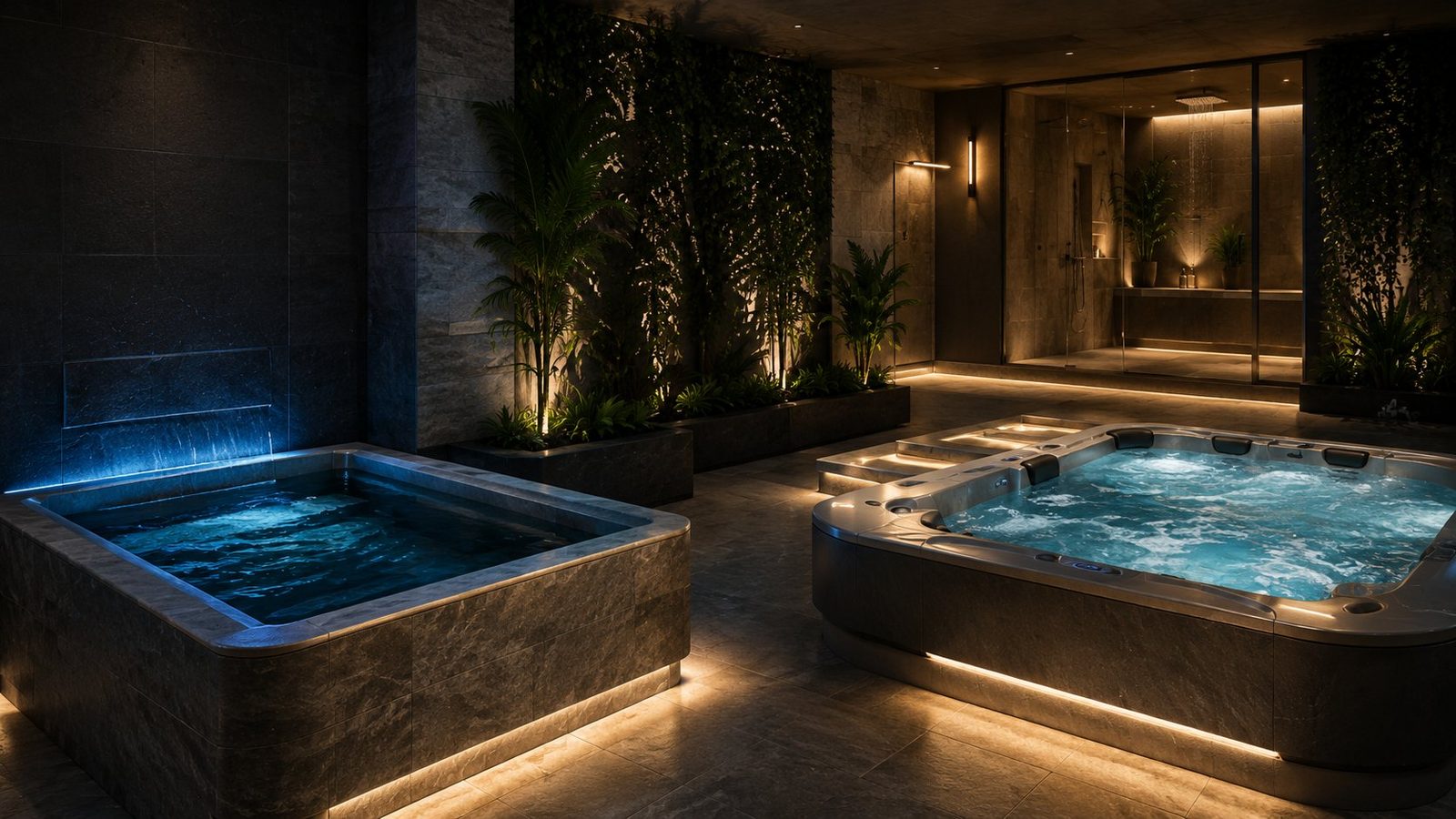 Jacuzzi and cold plunge pools